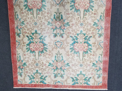 3.8 x 6.4 Oushak turkish rug, vintage rug, Distressed kitchen rug - vintage anatolian handmade rug