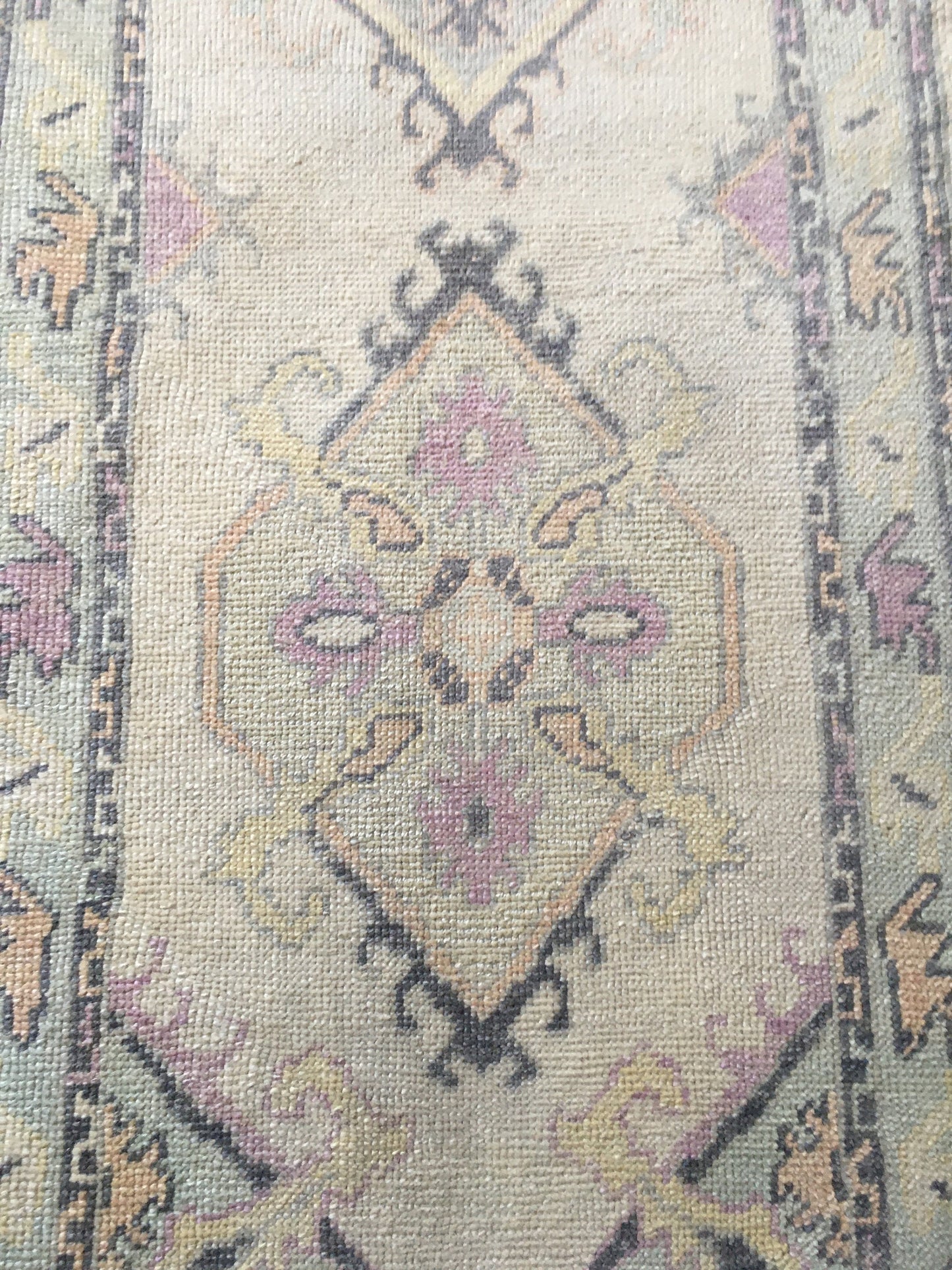 3x8 feet long new turkish runner rug, handmade wool beige kitchen runner, long floor corridor runner, black faded living room oushak runner