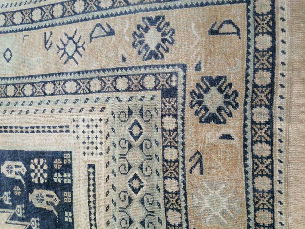 Vintage Turkish Oushak rug,5.5 x 9.3 Muted Persian  Rug, Muted turkish Rug, Navy Oushak  rug, Oriental Vintage Rug, Soft wool Rug,