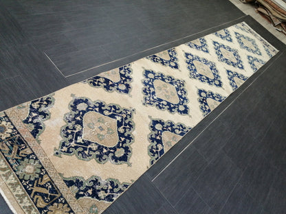 2.6 x 14 Long Navy Oushak Runner Rug Turkish Runner Rug Vintage Runner Rug Hallway Runner Rug Kitchen Runner Rug Wool Runner Rug Wool  Rug