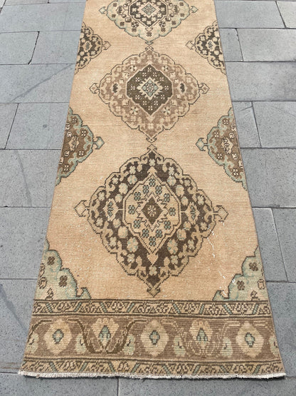 Muted XL Hand Knotted Runner TURKISH Stairs 2.8 x 24.2 Runner Rug Handmade Runner Rug XL Oriental Runner Rug Staircase Runner rug