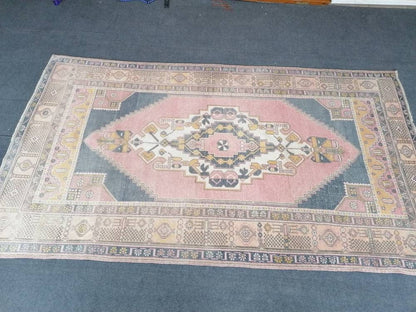 Oushak turkish wool rug 4'6x8 turkish handmade rug, vintage rug,kitchen rug, living room rug, bohemian rug