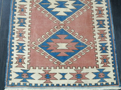 4.8 X 3  Vintage Oushak Runner Rug Vintage Runner Rug Wool Oushak Rug 5X3 Hand Made Rugs Vintage Turkish Rug