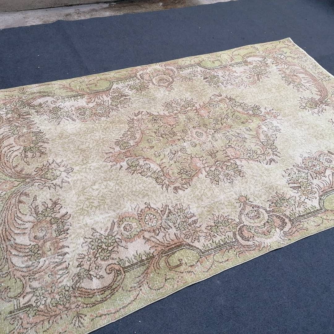 10'x6'6 large vintage rug, oushak turkish rug, floor rug, living room rug