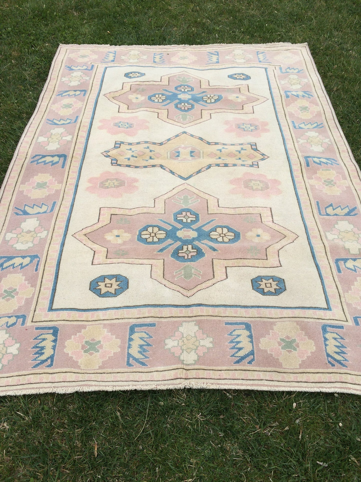 WOOL Area Rug, Handmade Rug, Muted Rug, Oushak Rug,Muted Vintage Persian Rug Vintage Turkish Rugs, Oushak Rug, Turkish 5.2 x 7.3 Rug