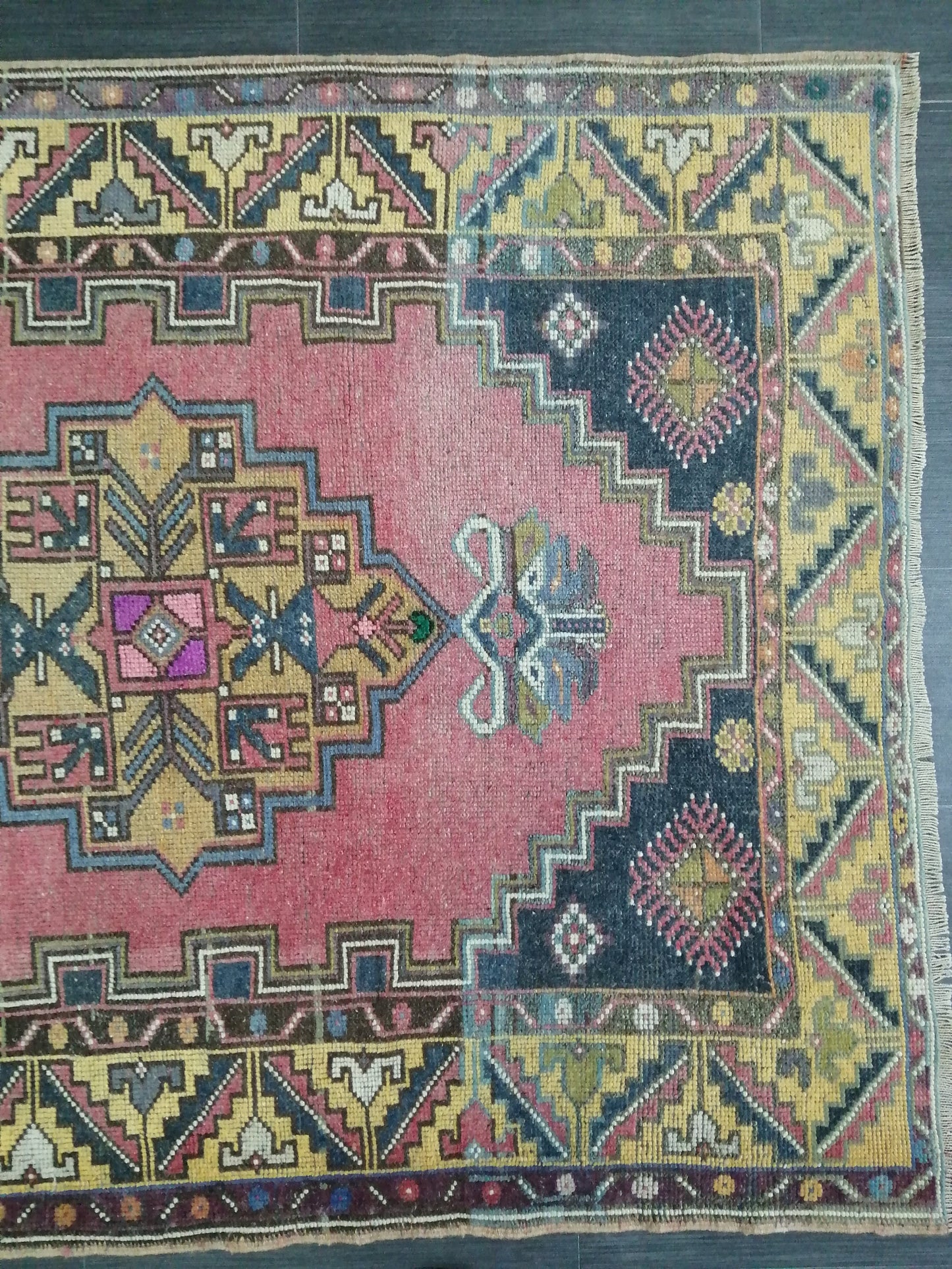 Vintage Rugs 4 x 7.4 TURKISH HAND MADE Rugs Vintage Turkish Rugs   Oushak Rug Turkish Oushak Rug, Vintage Oushak Rug, Wool Rug