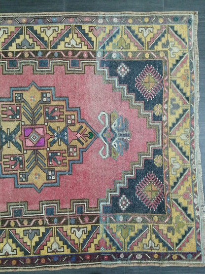 Vintage Rugs 4 x 7.4 TURKISH HAND MADE Rugs Vintage Turkish Rugs   Oushak Rug Turkish Oushak Rug, Vintage Oushak Rug, Wool Rug