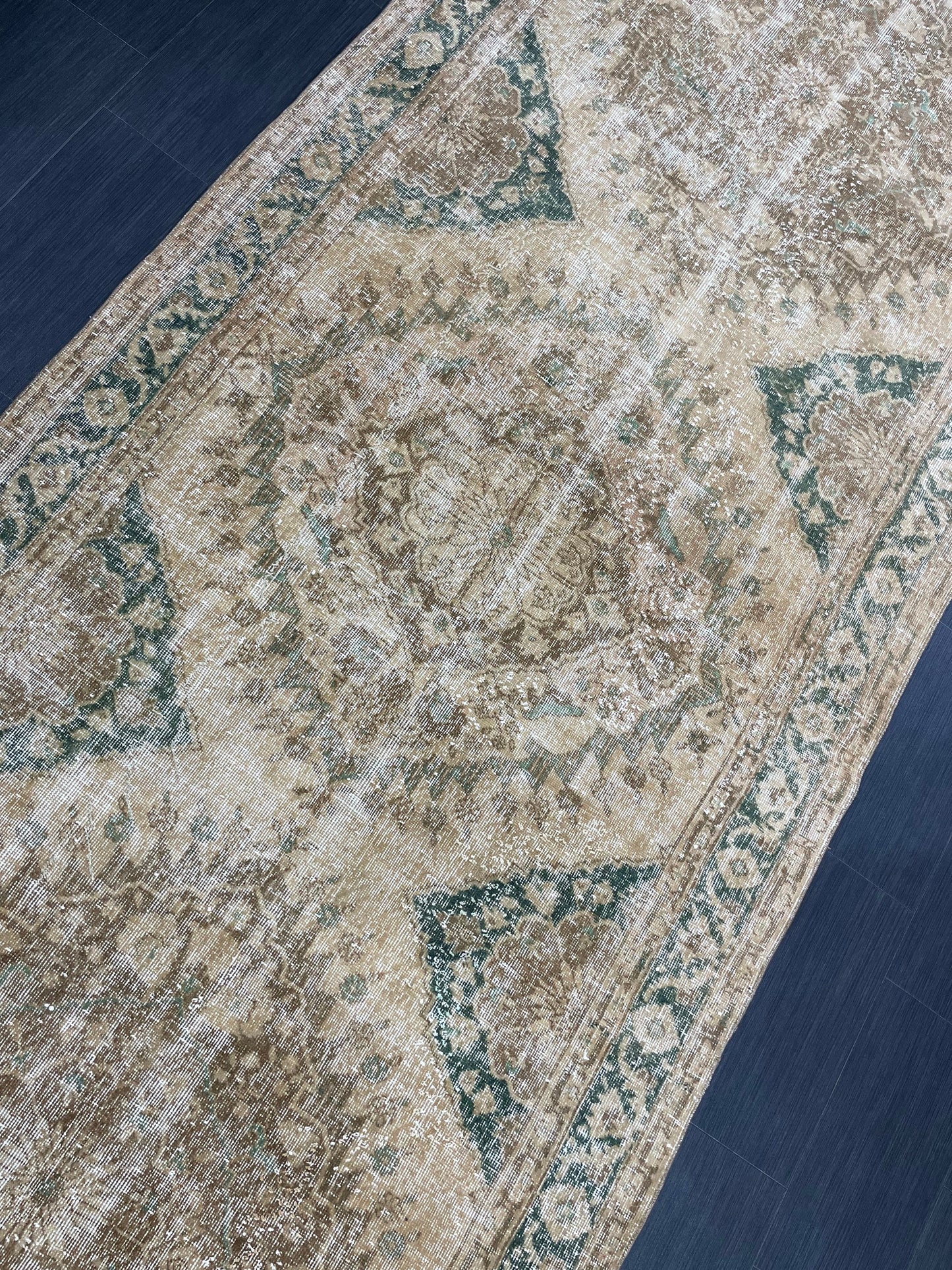 Vintage Runner Rug 4.8 x 13.2 Muted Turkish Runner Rug Hand Made Runner Rug Vintage Runner Rug Hallway Runner Rug Distressed Runner