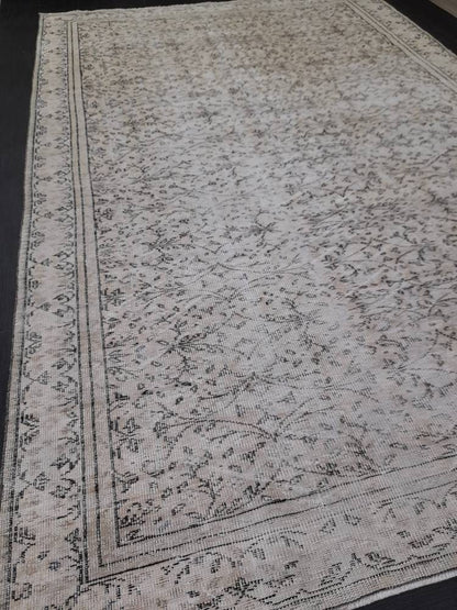 MUTED Large Vintage RUG 7.7 x 11.6 TURKISH Oushak Rug Vintage Oriental Rug Antique 8x12 Persian Hand Made Rug Distressed Turkish Rug