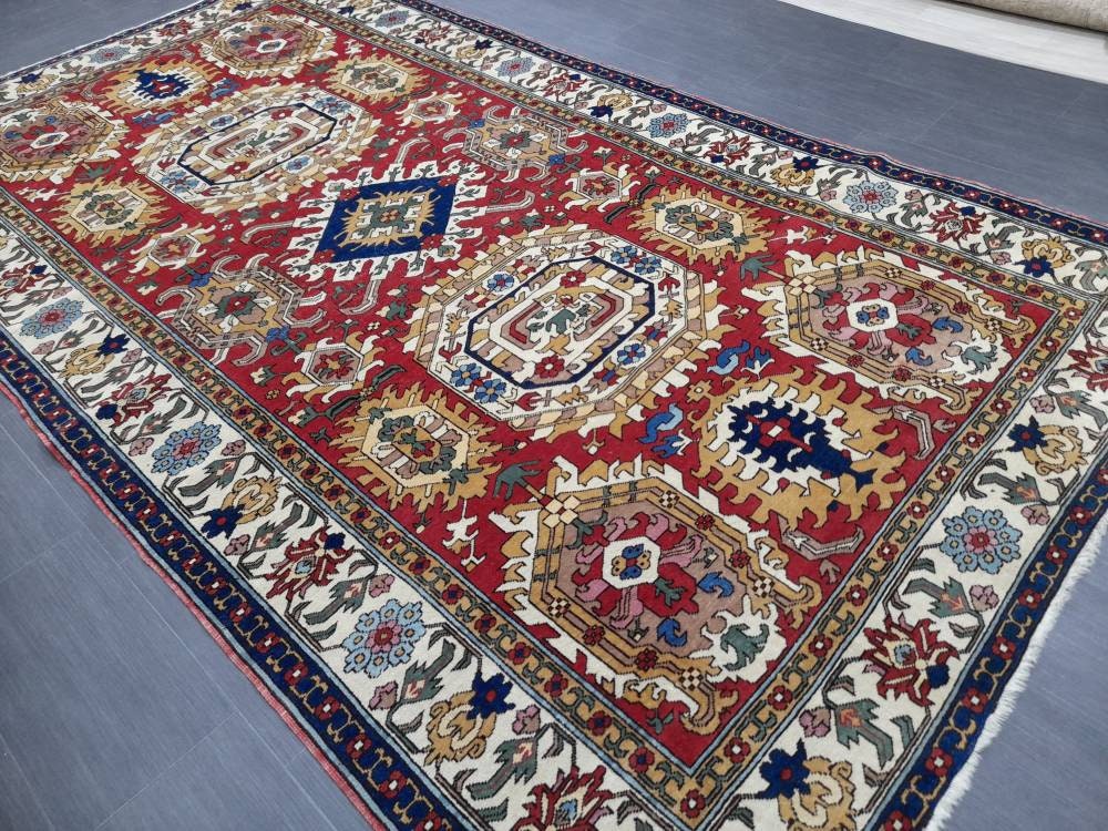 High Wool Pile Vintage RUG 6 x 10.3 TURKISH Rug Vintage Quality Oriental Rug Shirvan Rug Wool Oushak Rug Blue Rug Persian Rug Hand Made Rug