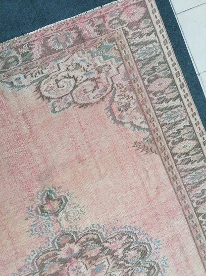 6x8'6 large oushak rug, distressed wool rug, rustic turkish handmade rug, living room rug, hand knotted rug.