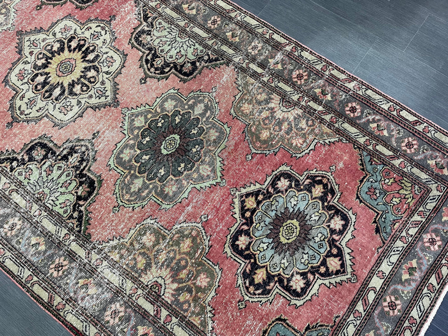 Vintage Runner Rug, Turkish 4.8 x 11.8 Runner Rug, Varigated Red Vintage Runner Rug Hallway Runner Rug Kitchen Runner Rug Wool Runner