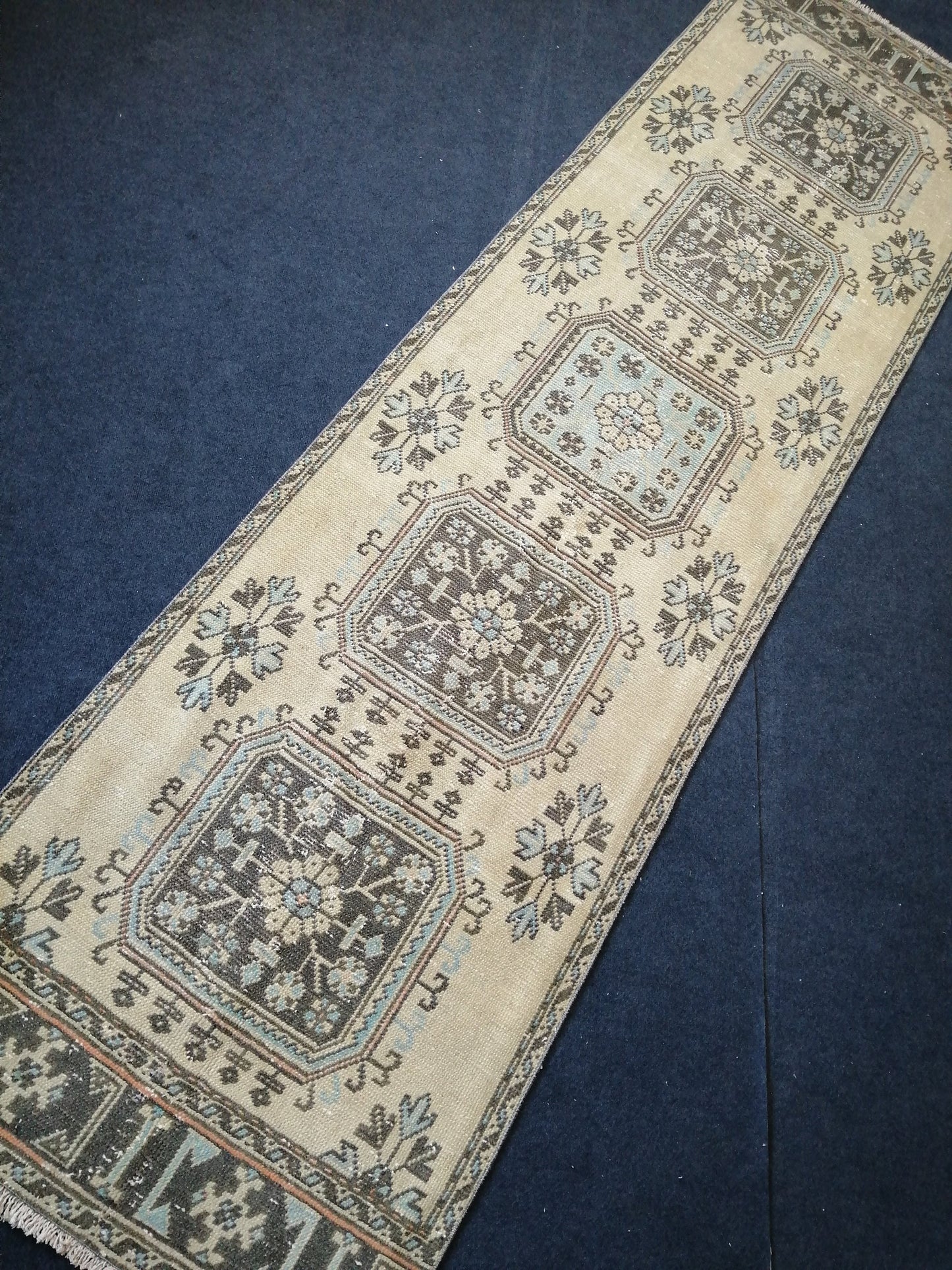 3.2 x 11.5 Muted Oushak Runner Rug Turkish Runner Rug Vintage Runner Rug Hallway Runner Rug Kitchen Runner Rug Wool Runner Rug Wool Rug