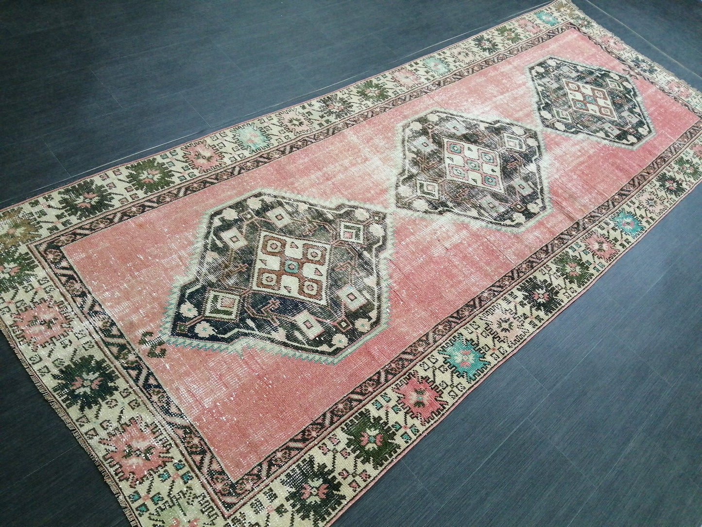 10.4 x 4 Oushak Runner Rug Turkish Runner Rug Vintage Runner Rug Hallway Runner Rug Kitchen Runner Rug Wool Runner Rug Wool Oushak Rug