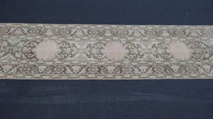 Hallway runner rug,muted vintage rug, turkish runner rug 2'2x13'2 feet