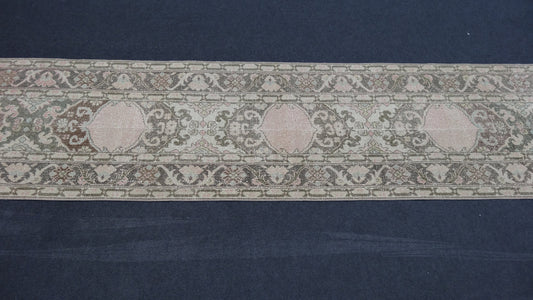 Hallway runner rug,muted vintage rug, turkish runner rug 2'2x13'2 feet