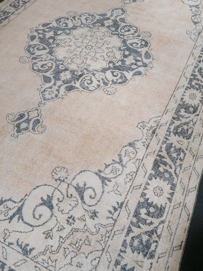 7 x 11.6 feet, navy blue oushak rug, vıntage turkısh rug, anatolian handmade rug, distressed rug