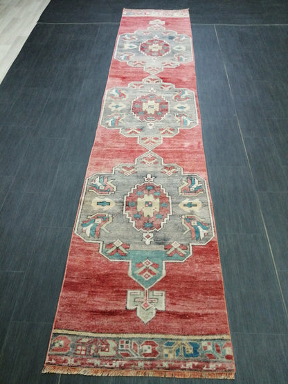 11.8 x 2.5 Oushak Runner Rug Turkish Runner Rug Vintage Runner Rug Hallway Runner Rug Kitchen Runner Rug Wool Runner Rug Wool Oushak Rug