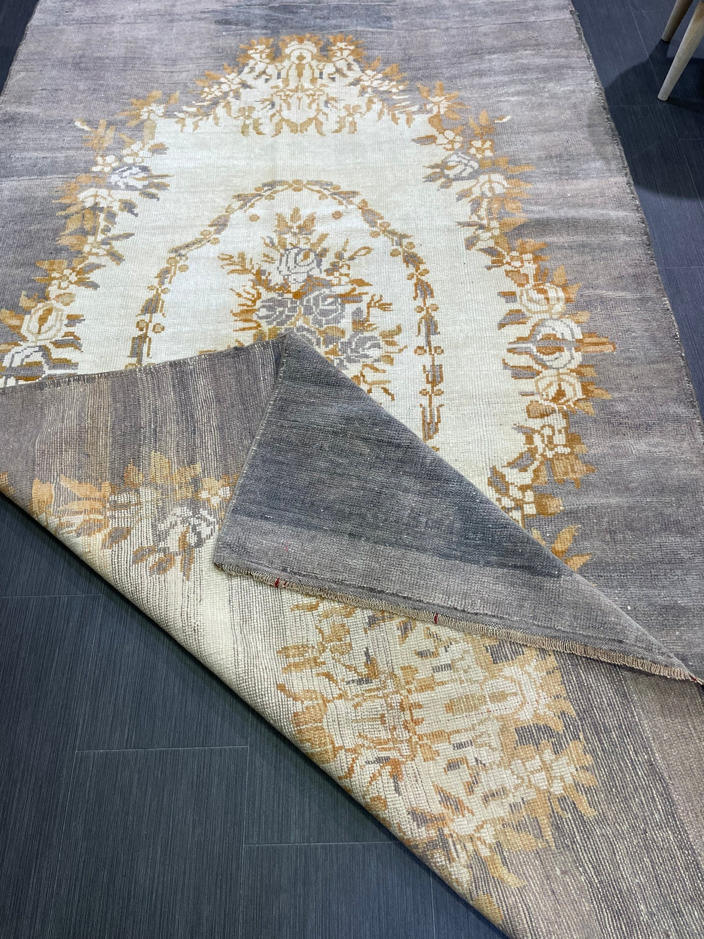 Vintage Rug, Persian 4.9 x 8.7 Rug, All Wool Hand Knotted Rug, HANDMADE Rug, Vintage Turkish Rug, Oushak Rug, Grey Wool Rug