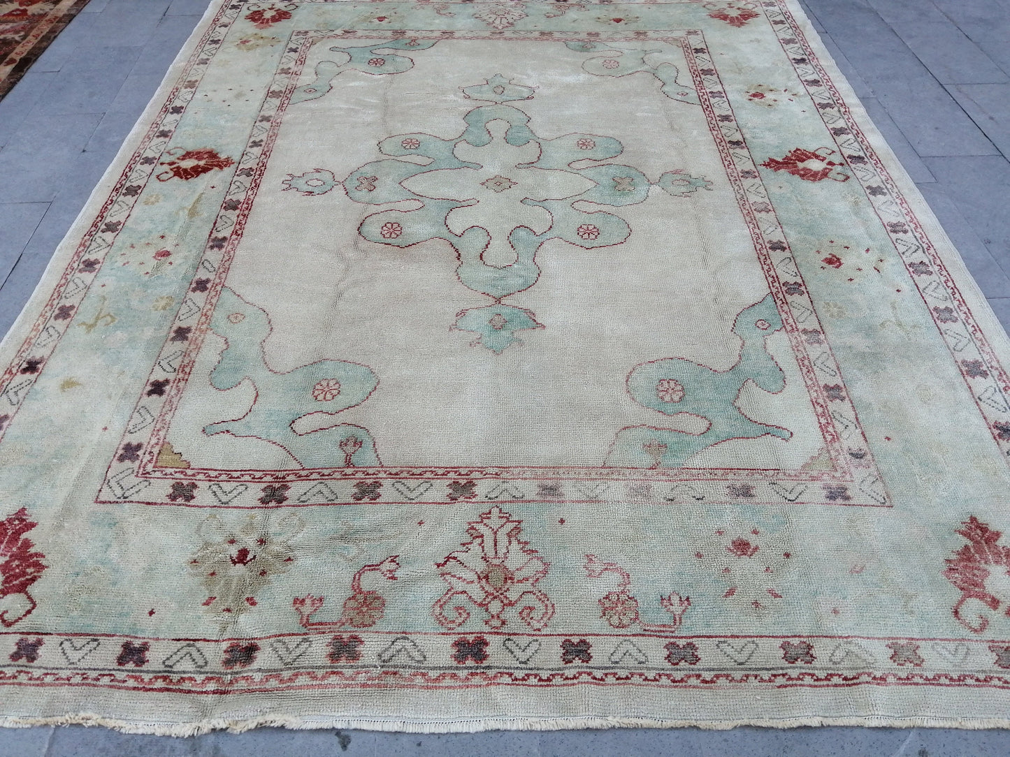 Muted OUSHAK RUG, 9.3 x 11.7 TURKISH Oushak Rug, Vintage Oushak Rug Wool Oushak Rug Hand Made Rugs, Authentic  Oushak Rug