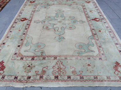 Muted OUSHAK RUG, 9.3 x 11.7 TURKISH Oushak Rug, Vintage Oushak Rug Wool Oushak Rug Hand Made Rugs, Authentic  Oushak Rug