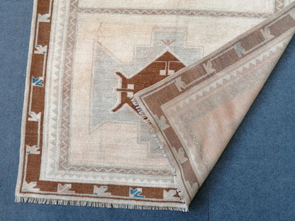 Muted oushak runner 10x4 vintage runner rug hallway runner rug kitchen runner rug wool runner rug wool oushak rug