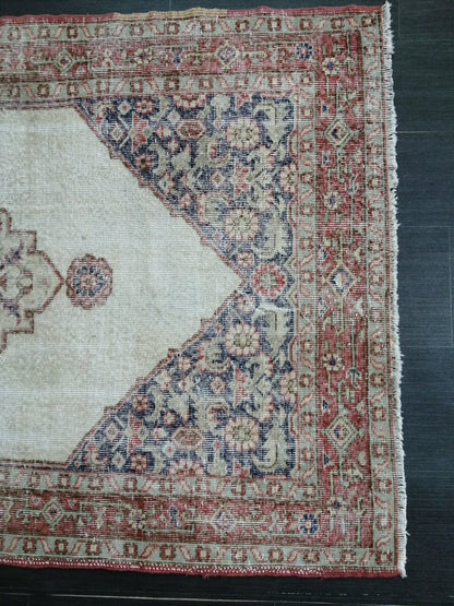 6.9 x 3.9 Rug Handmade Rug Oushak Rug, Rustic Rug Hand Knotted Rug, Rug Runner,Muted  Turkish Rug, Farmhouse Rug, Vintage Rug, Wool rug