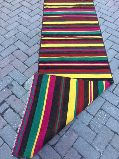 2.6 x 10.4 Flat Woven Oushak Runner Rug Turkish Flat Weave Runner Rug Vintage Runner Rug Hallway Runner Rug Kitchen Runner Rug Wool Runner