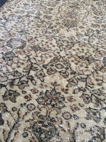 2.4 x 10.8 Oushak Runner Rug, Turkish Runner Rug, Vintage Runner Rug, Hallway Runner Rug, Kitchen Runner Rug,Cream Runner Rug,Neutral Runner