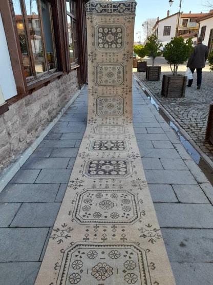 XL Wool Handmade Runner Rug 2.9 x 23 Long TURKISH Runner Rug Vintage Runner Rug Oriental Runner Rug Staircase Runner rug Hand Knotted Runner