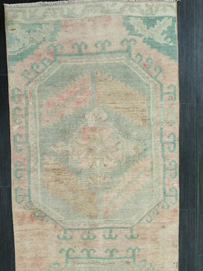 Vintage Runner Rug, 10.9 x 2.4 Turkish Runner, Oushak runner, Rustic Rug, Vintage Turkish Rug, Turkish Rug Runner, Farmhouse Rug,Vintage Rug