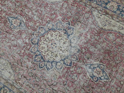 Vintage Turkish Rug 6.6 x 10 Red Vintage Persian Rug Muted Vintage Rug Wool Muted Oushak Rug Hand Made Rugs Vintage Distressed Turkish Rug