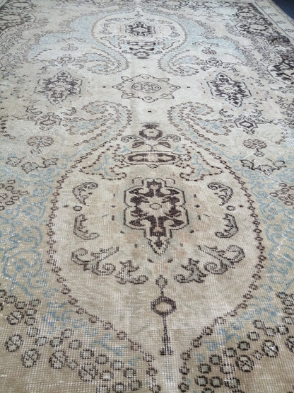 9.9 x 6.7 OUSHAK RUG TURKISH Oushak Rug Vintage Oushak Runner Rug Vintage Runner Rug Wool Oushak Rug Hand Made Rugs Vintage Turkish Rug