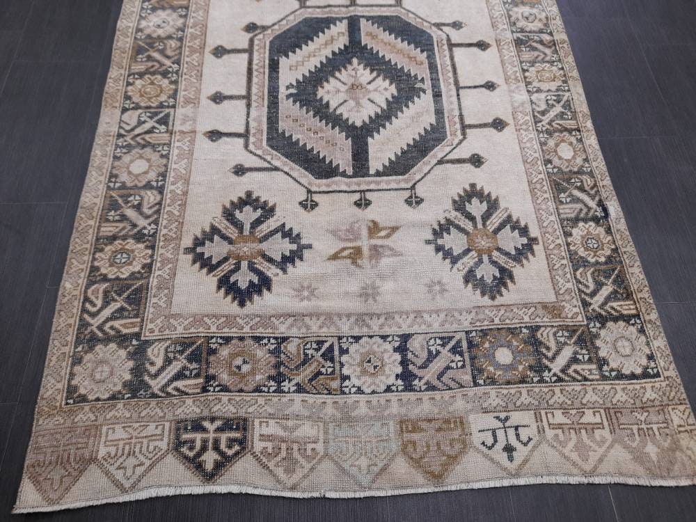 Muted Runner Rug Muted Turkish Runner Rug Vintage 4.5 x 13 Runner Rug Hallway Runner Rug Kitchen Runner Rug Oriental Runner Rug Wool Runner