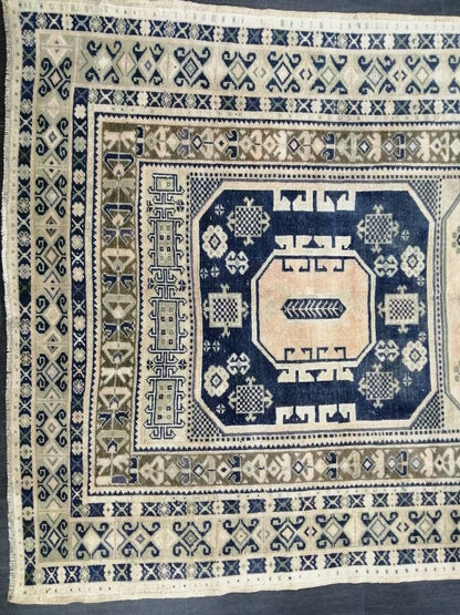 Vintage Rug, Unique Pattern Rug, 5by10 Oushak Rugs, 10x5 Hand Made Rugs,Turkish Rugs Navy Blush Green Rugs, Antique Rug, Fine Rugs