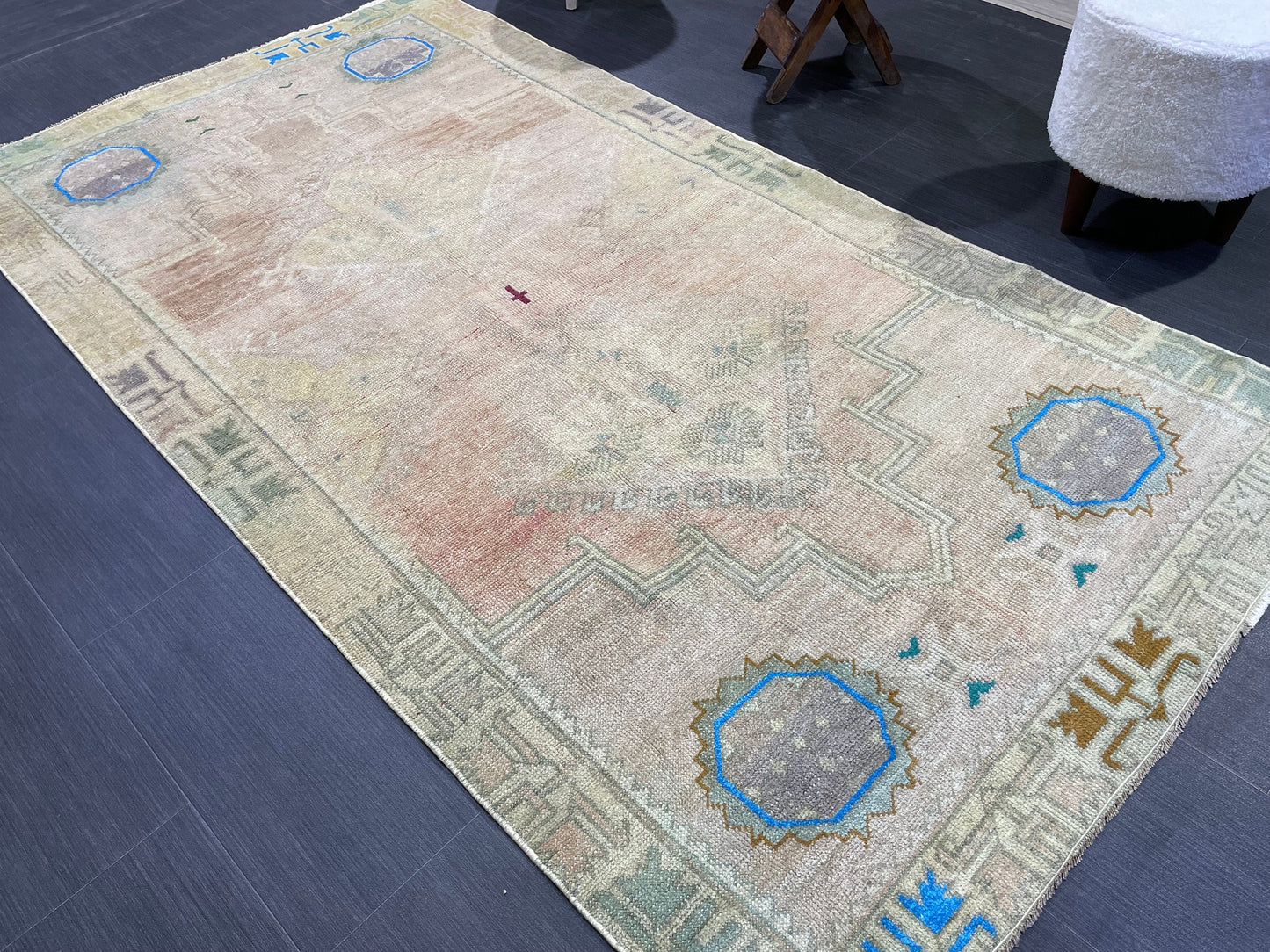 Anatolian Vintage Rug, TURKISH Rug, Vintage 3.10 x 7.3 Wool Rug, Oushak Rug, Hand Knotted Rug, 100% Wool Rug, Handmade Rug