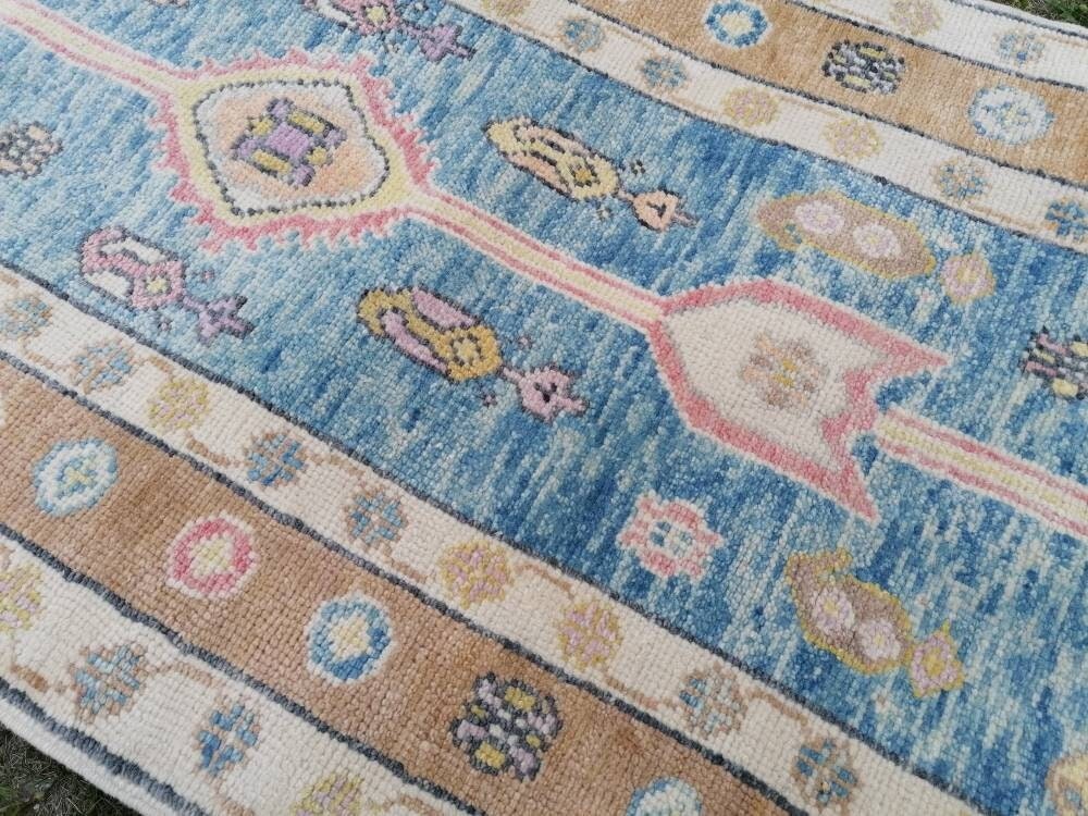 Oushak wool runner 3x14'9 new production turkish oushak handmade rug, hallway runner rug