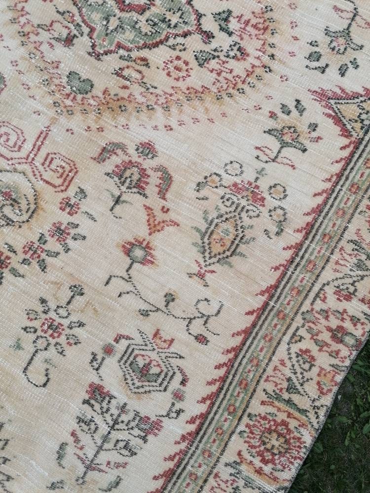Oushak rug, large pastel vintage wool rug 5'8x9'5 hand made rugs, turkish living room rug