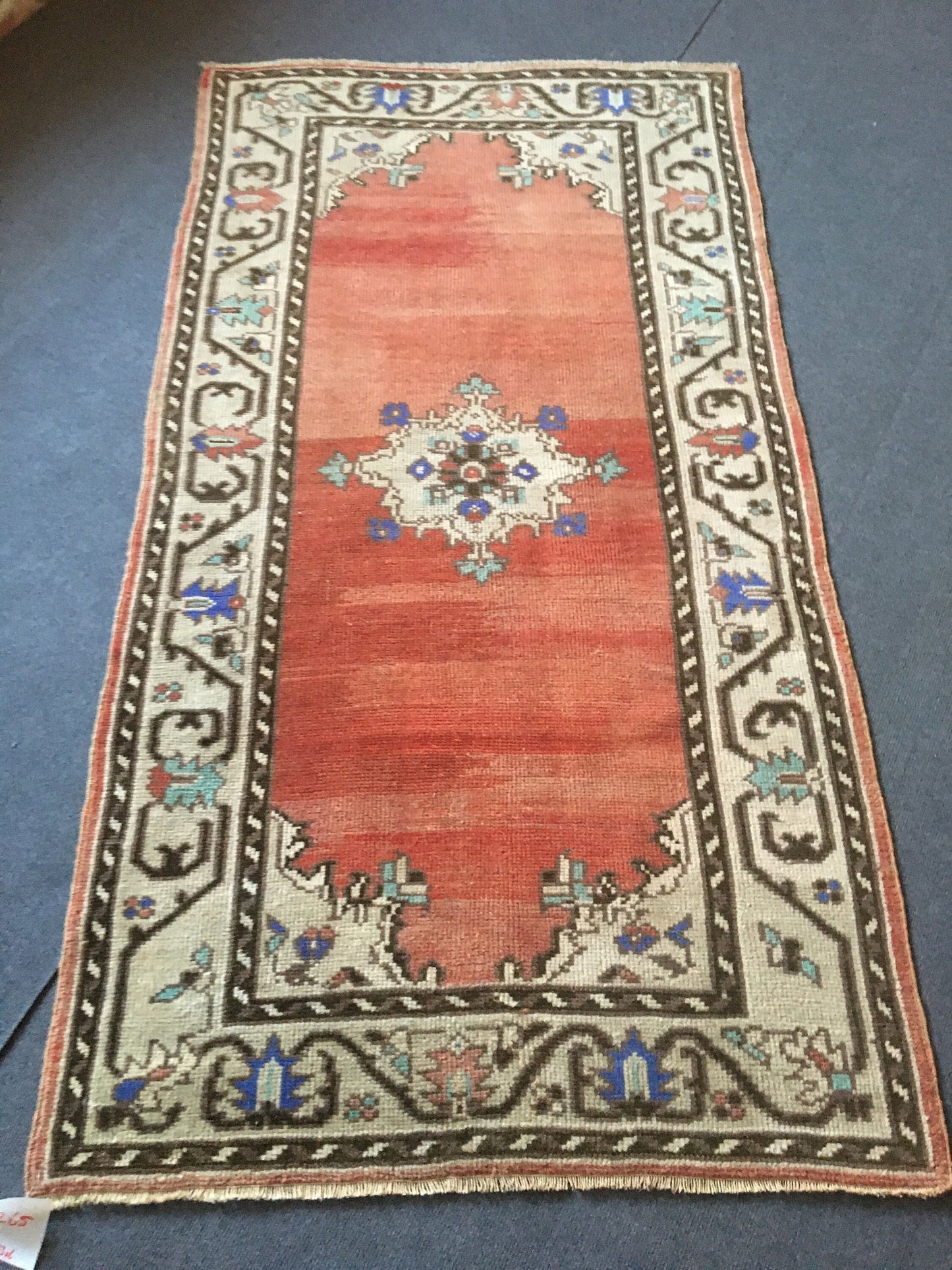 3.2x6 feet red turkish bedroom large rug, vintage blue handmade rug, wide living room rug, kitchen middle wool rug, bathrom floor bohem rug