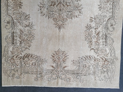5.7 x 9 Large muted rug  vintage turkish rug, faded oushak vintage rug, kitchen rug, vintage anatolian rug, unique handmade