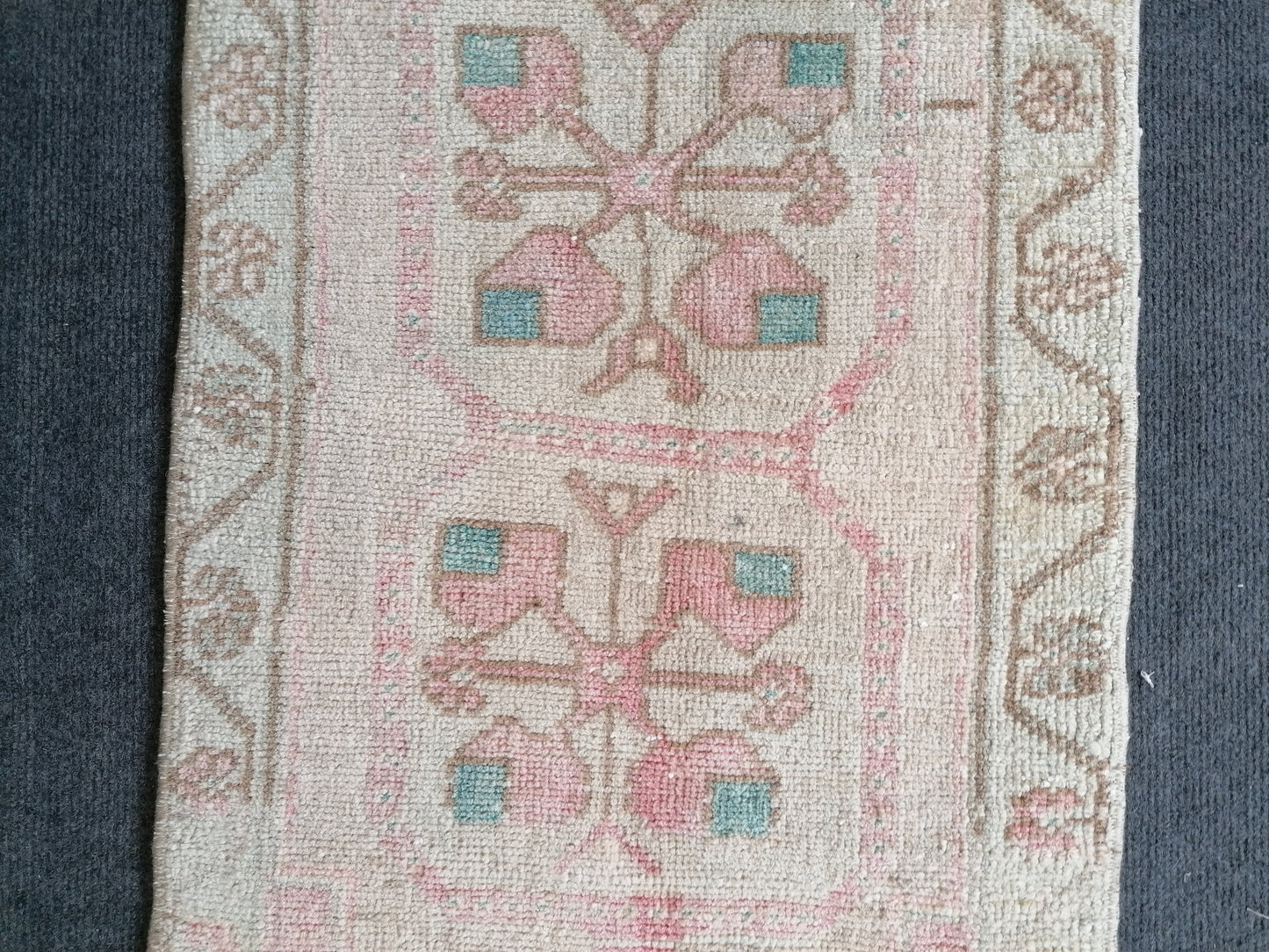 Small vintage unique handmade rug, from konya anatolia turkey natural dyes and hand spun wool area rugs 3'x 1'6" feet