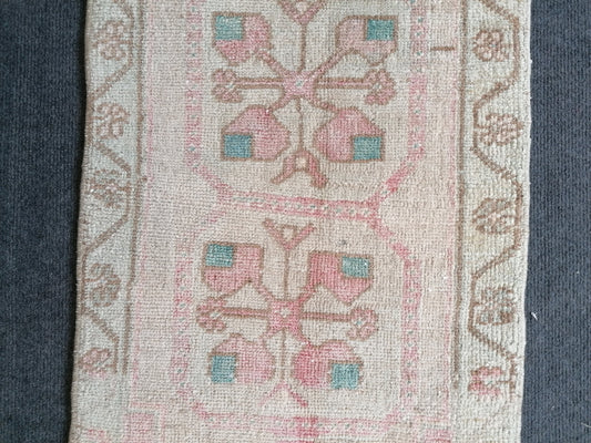 1.6 x 3 Small vintage unique handmade rug, oushak rug