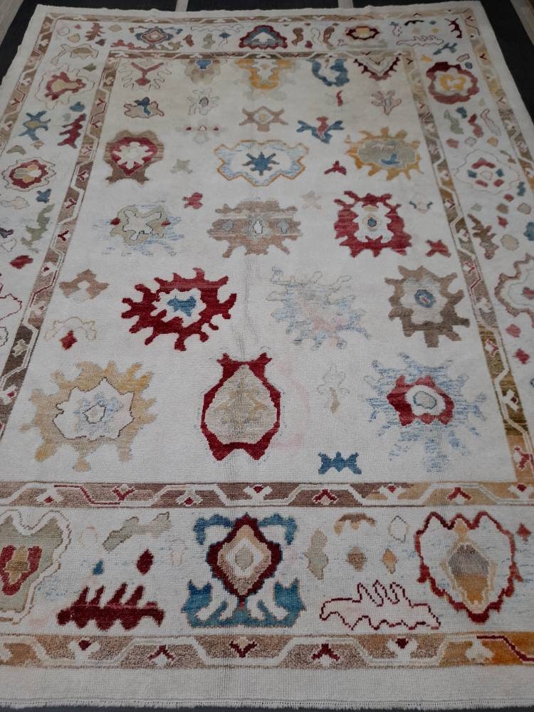9x12 OUSHAK RUG Authentic TURKISH Oushak Rug Vintage Oushak Rug Wool Oriental Rug Hand Made Rug Hand Knotted Rug Made In Turkey Natural Dyes