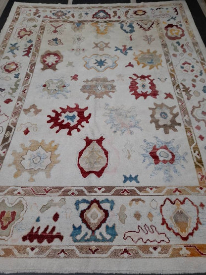 9x12 OUSHAK RUG Authentic TURKISH Oushak Rug Vintage Oushak Rug Wool Oriental Rug Hand Made Rug Hand Knotted Rug Made In Turkey Natural Dyes