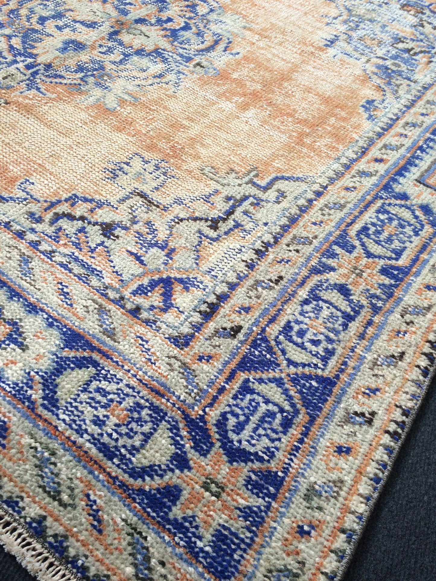 12 x 4.7 Oushak Runner Rug Turkish Runner Rug Vintage Runner Rug Hallway Runner Rug Kitchen Runner Rug Wool Runner Rug Wool navy dyes