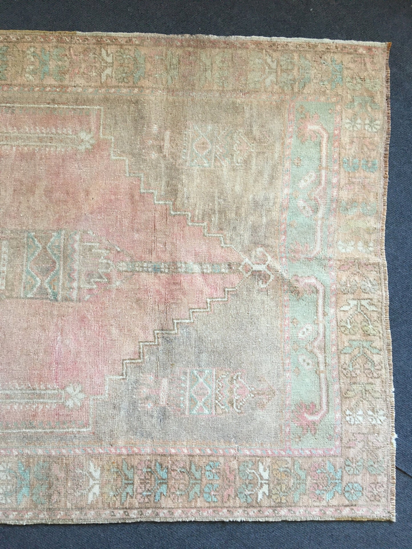 3x6 feet turkish oushak large rug, pastel vintage living room wide rug, muted handmade wool bedroom rug, kitchen area rug, bathroom area rug