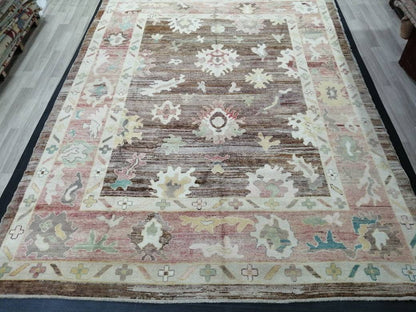 Wool OUSHAK RUG 12 x 9.2 Oushak Rug Vintage Oushak Rug Vintage Rug Wool Oushak Rug Hand Made Rugs Vintage Turkish Rug