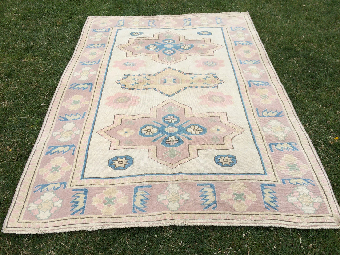 WOOL Area Rug, Handmade Rug, Muted Rug, Oushak Rug,Muted Vintage Persian Rug Vintage Turkish Rugs, Oushak Rug, Turkish 5.2 x 7.3 Rug