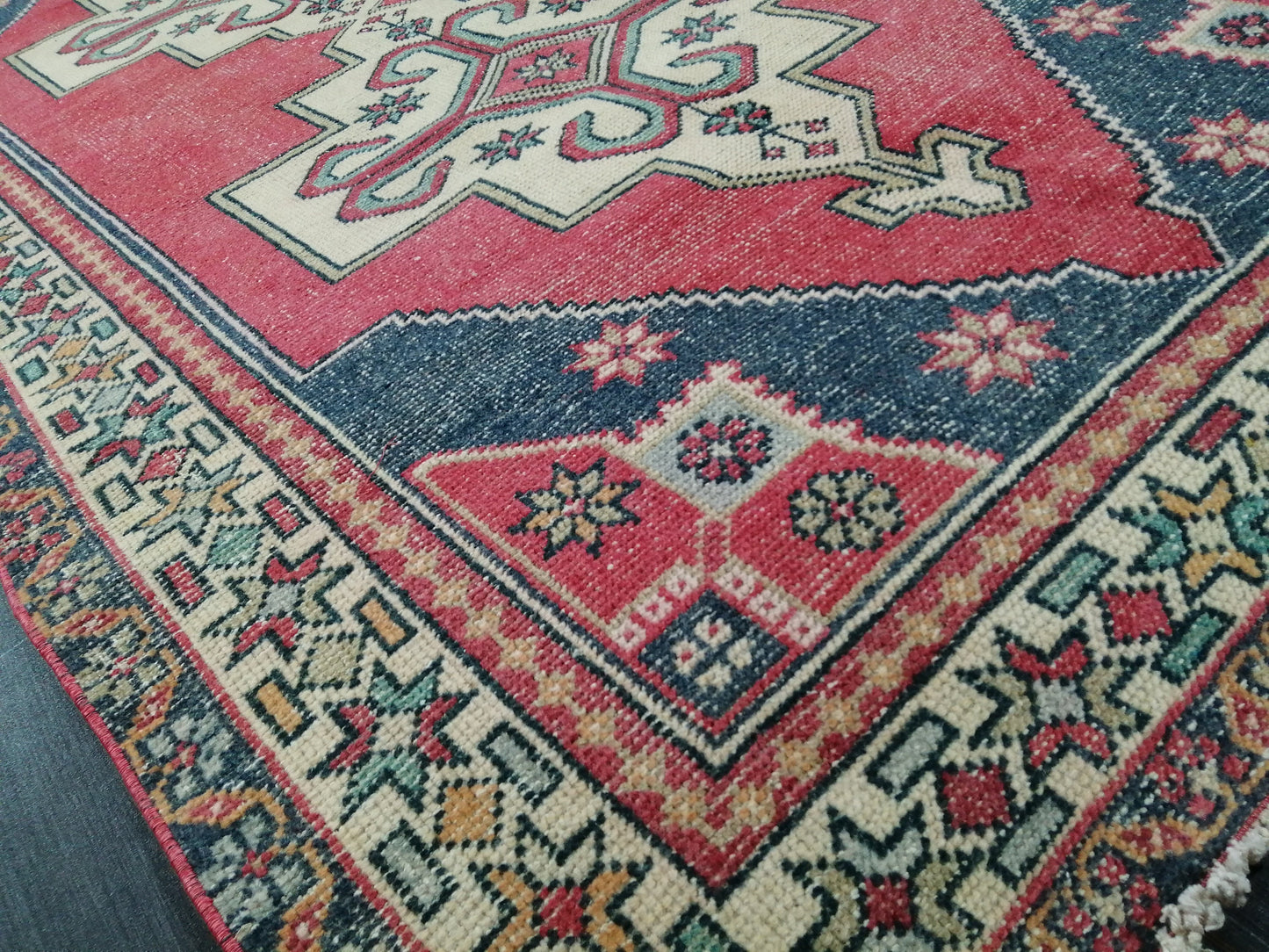 Vintage OUSHAK RUG 8.6 x 4.4 Modern Motifs  TURKISH Rug Vintage Modern Rug Vintage Rug Wool Oushak Rug Hand Made Rugs