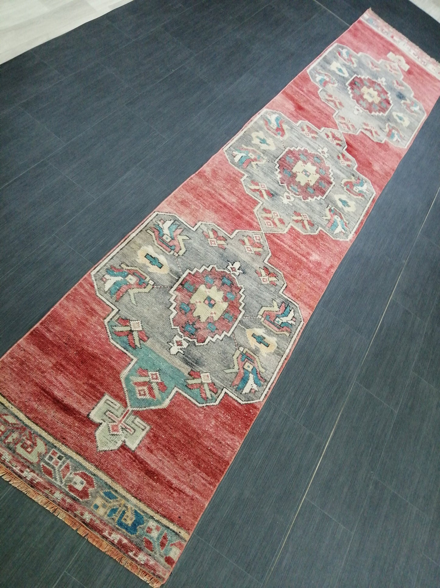 11.8 x 2.5 Oushak Runner Rug Turkish Runner Rug Vintage Runner Rug Hallway Runner Rug Kitchen Runner Rug Wool Runner Rug Wool Oushak Rug